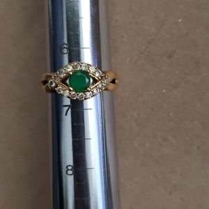 Emerald evil eye ring